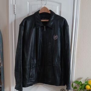 Port Authority SIGNATURE Black Leather Jacket Unisex CADILAC EMBROIDERY